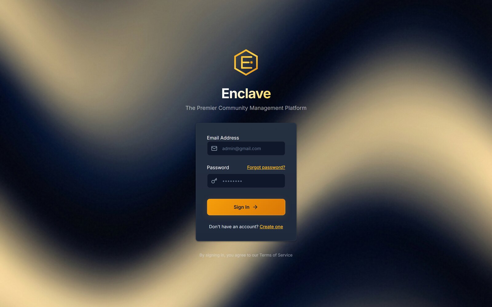 Enclave sign-in screen