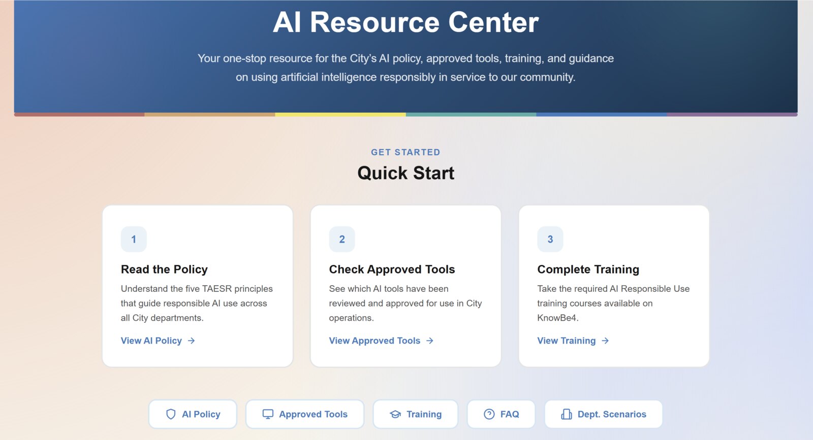 The City's AI Resource Center intranet portal